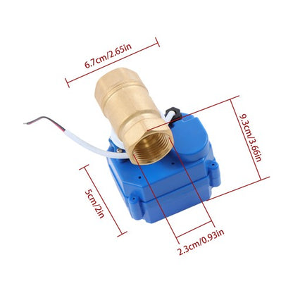 Solid Motorized Ball Valve 3/4in Standard Port Brass 9-24V NC Auto Return