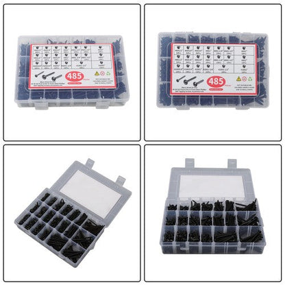 485 Pack Black wood screws kits with 20 different sizes #6, #8, #10 For Wood
