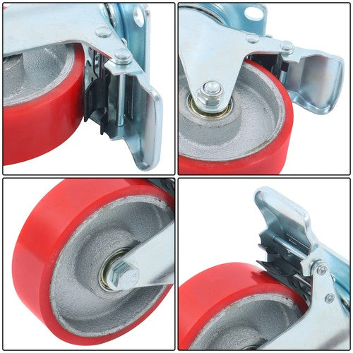 4 Inch Heavy Duty Casters, Swivel Caster Wheels with Brake, Polyurethane