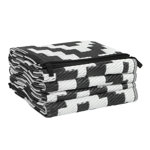 6x9 ft Waterproof Outdoor Rug Outdoor Plastic Straw Rug Carpet Black & White
