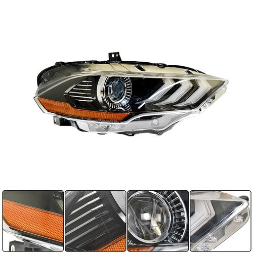 Black Headlight LED DRL Projector Lamp Right Side Fit For Ford Mustang 2018-2020