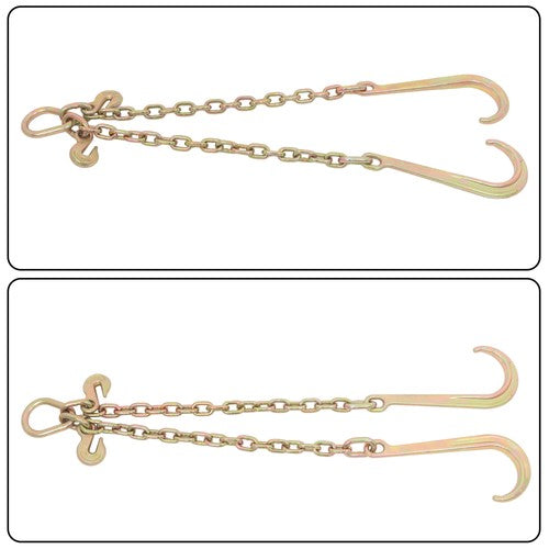 3/8in*2ft G80 Chain Double Limb Hook Chain Working Load 7100lbs 15IN J Hooks