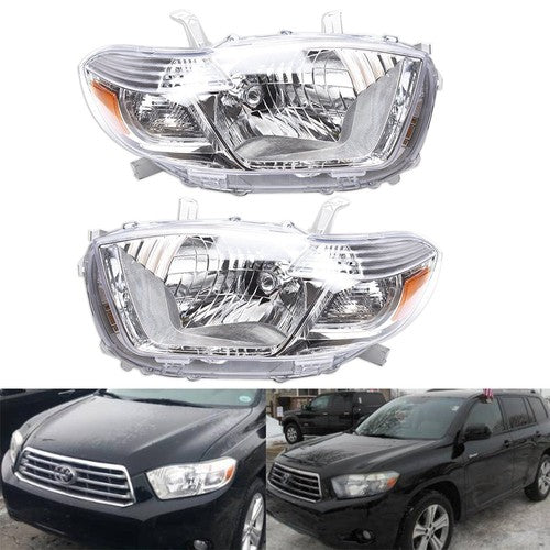 Headlight Headlamps Assembly Fit For Toyota Highlander 2008-2010 LH+RH Side Pair
