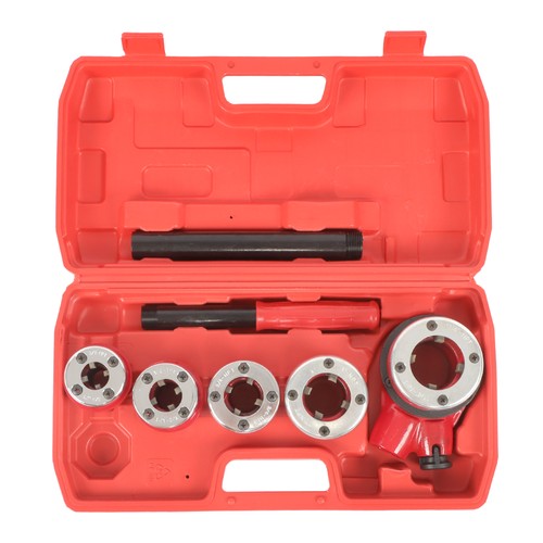 Handheld Pipe Cutter Thread Tool Pipe Threader Ratchet Type With 5 Dies Set