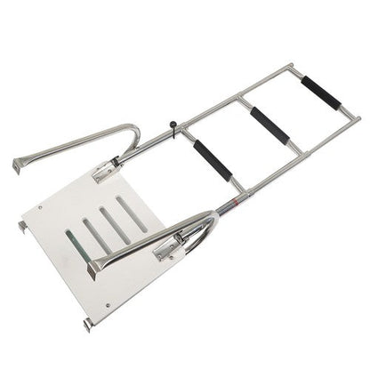 USA 3-step Stainless Steel Ship Ladder With Platform Marine With Telescoping