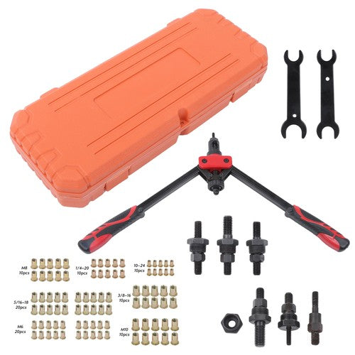 Rivet Nut Tool Kit,14" Rivnut Tool Kit with 100PCS Rivet Nuts,7 Metric Mandrels