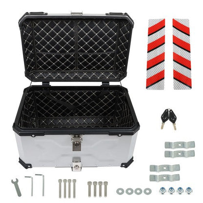 65L Top Case Tail Box Waterproof Luggage Scooter Trunk Storage Silver Motorcycle