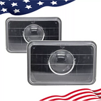 4x6" Clear Glass Diamond Cut Headlights Headlamps For 1980-1986 Chevy C10 Pickup