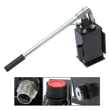Hydraulic piston hand pump with valve for double acting cylinder 2.7 CID 3 Quart