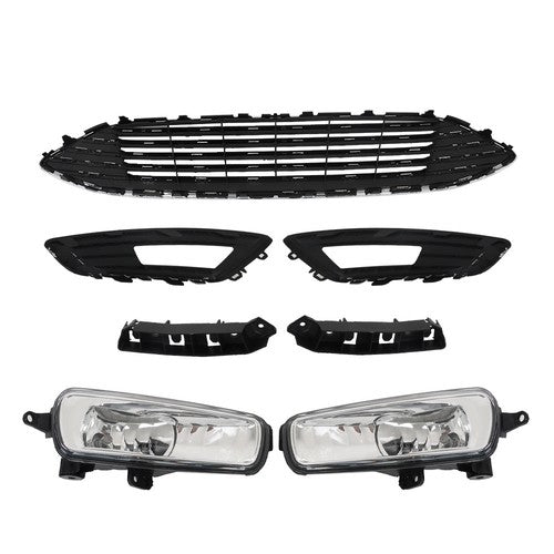 Front Bumper Cover+Upper Grille+Fog Light For Ford Focus 2015-2018 Plastic