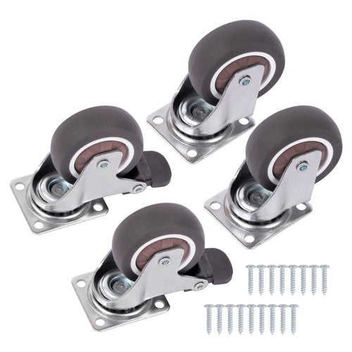 4 Piece 2 Inch Caster Wheels 360° Swivel Wheels (2 with Brake & 2 without brake)