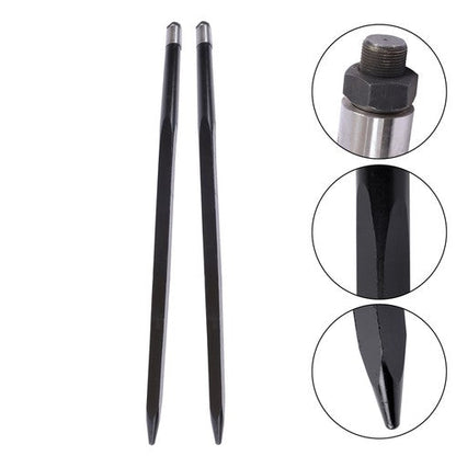 For Tractor 2PCS 49" Square Hay Spike Bale Spear Wide Tine Spike Skid Conus