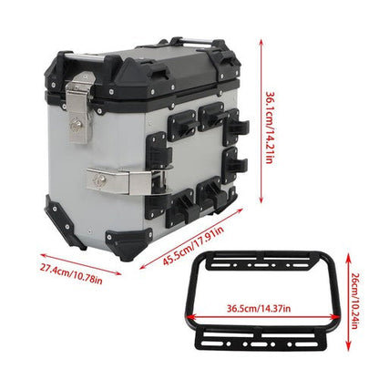 Silver 36L Motorcycle Side Case Hard Saddlebag Box Trunk Tour with Support Racks