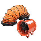 Portable Blower Steel 10 Inch, 1520 CFM 320W Industrial Orange 33ft Ducting