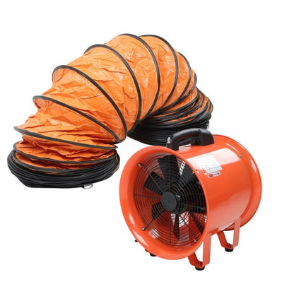 Portable Blower Steel 10 Inch, 1520 CFM 320W Industrial Orange 33ft Ducting