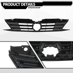 Front Bumper Chrome Grille Grill for 2015-2018 for VW for Volkswagen Jetta