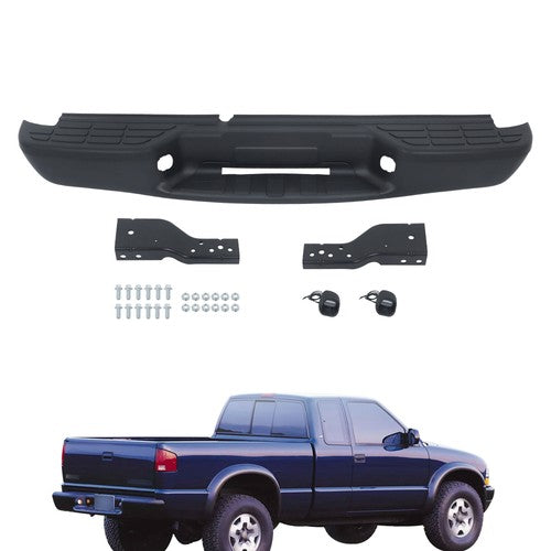 Step Rear Bumper Without Sensor Hole Black Steel Fit For Chevrolet S10 1998-2004