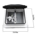 14" x 14" 12V Reversible FAN Kit RV Roof Vent For Camper Manual Lift Black Lid