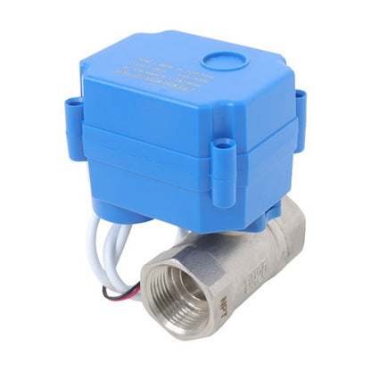 Solid Motorized Ball Valve 1in Full Port SS 9-24V AC/DC NC Auto Return