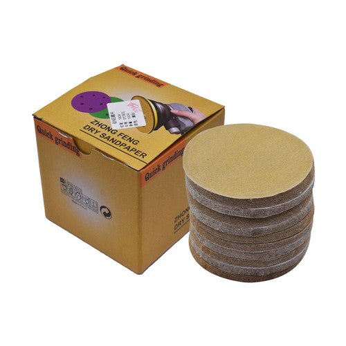 100 Pack 5 Inch 240 Grit Hook Loop Pads Sanding Discs NO-Hole Sand Paper
