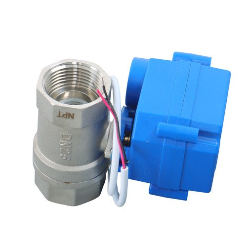 Solid Motorized Ball Valve 3/4in Full Port SS 9-24V AC/DC NC Auto Return