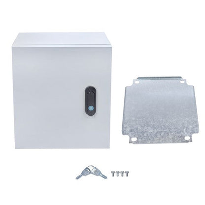 12x10x6" NEMA 4X Steel Electrical Box, IP56 Waterproof Lockable w/Mounting Plate