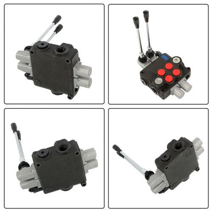 32 GPM 2 Spool 3600 PSI Hydraulic Directional Control Valve Double Acting SAE 16