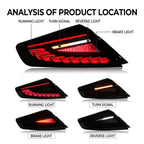 Pair Rear LED Dynamic Tail Lights Clear Lens Red Bar For 2022-2025  Subaru WRX