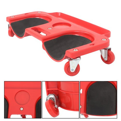 Universal Rolling Knee Creeper/Pads with Tool Tray Holder + 5 Swivel Castors Red