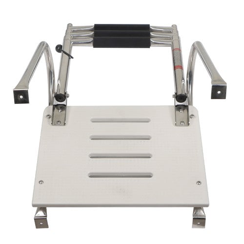 USA 3-step Stainless Steel Ship Ladder With Platform Marine With Telescoping