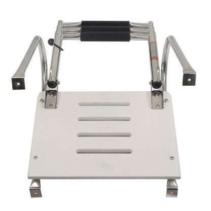 USA 3-step Stainless Steel Ship Ladder With Platform Marine With Telescoping