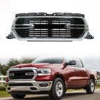 W/Chrome Grille Front Grill Glossy Black New For Dodge Ram 1500 2019 2020-2022