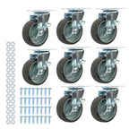 8 Pack 3 Inch Universal Caster Wheels Heavy Duty Casters with Side Brake Grey