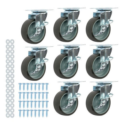 8 Pack 3 Inch Universal Caster Wheels Heavy Duty Casters with Side Brake Grey