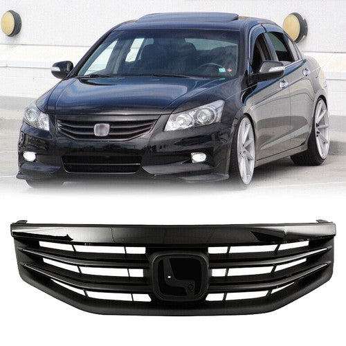 Front Bumper Upper Gloss Black Mesh Grill Grille for 2011 2012 for Honda Accord