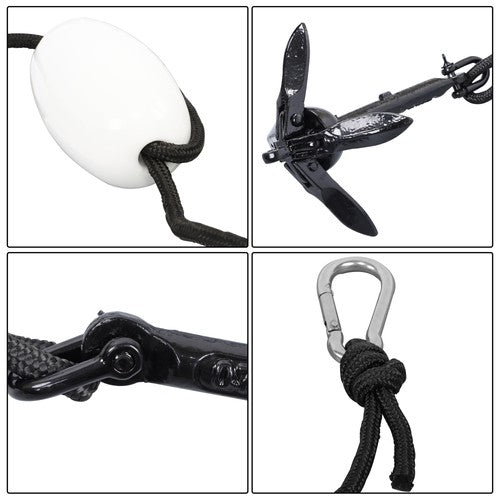 2-Pack Folding Anchor Set 0.7kg Black For Grapnel Boat Marine Kayak