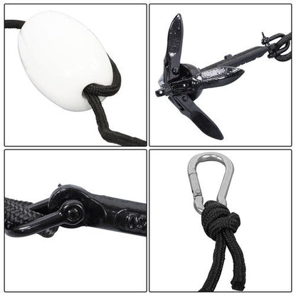 2-Pack Folding Anchor Set 0.7kg Black For Grapnel Boat Marine Kayak