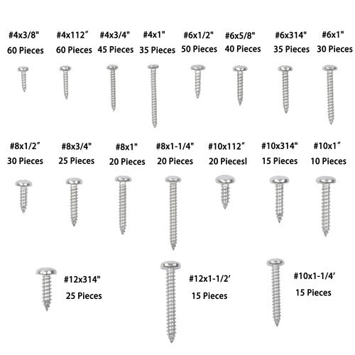 550× Wood screws kits #4 #6 #8 #10 #12 countersunk 304 Stainless steel