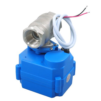 Solid Motorized Ball Valve 1/2in Full Port SS 9-24V AC/DC NC Auto Return