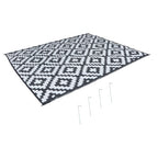 9x12 ft Waterproof Outdoor Rug Outdoor Plastic Straw Rug Carpet Black & White
