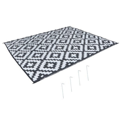 9x12 ft Waterproof Outdoor Rug Outdoor Plastic Straw Rug Carpet Black & White