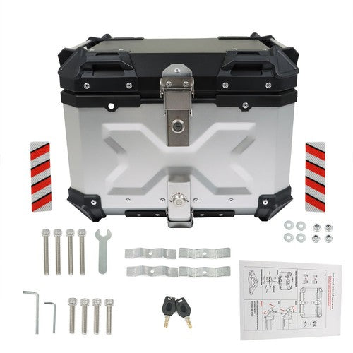 Motorcycle Aluminum Trunk Rear Top Case Luggage Tour Tail Tool Box Lock 45L NEW