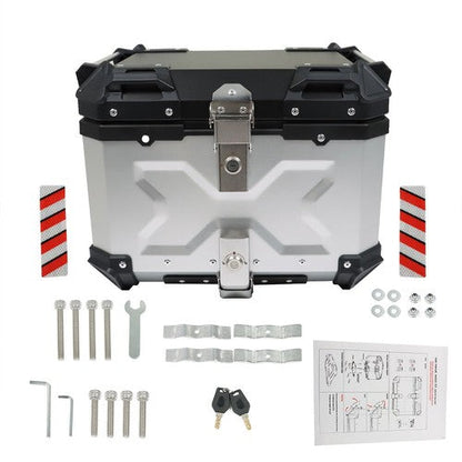 Motorcycle Aluminum Trunk Rear Top Case Luggage Tour Tail Tool Box Lock 45L NEW