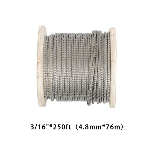 T304 3/16 Inch Stainless Steel Cable 7x19 Strands 250FT 3700 lbs Steel Wire Rope