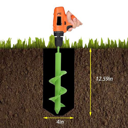 DIY Garden Auger Lime- 3"x12" Drill Bit Hole Digger With Thickened Spirals Green