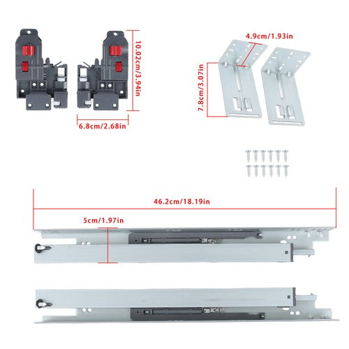 1 Pairs Undermount Drawer Slides 18 inch Undermount Soft Close Drawer Slides