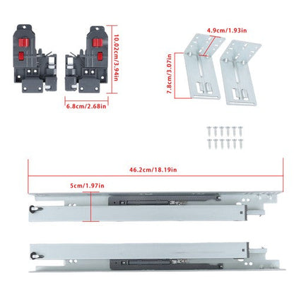 1 Pairs Undermount Drawer Slides 18 inch Undermount Soft Close Drawer Slides