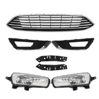 Chrome Black Complete Front Bumper Cover+Grill Set For Ford Focus 2015-2018