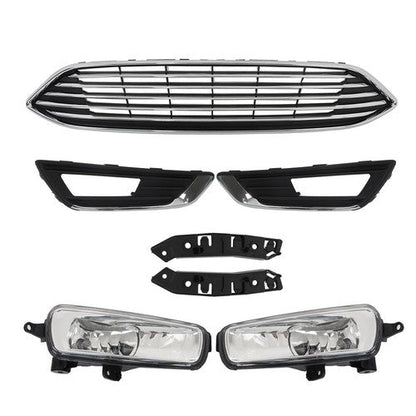 Chrome Black Complete Front Bumper Cover+Grill Set For Ford Focus 2015-2018