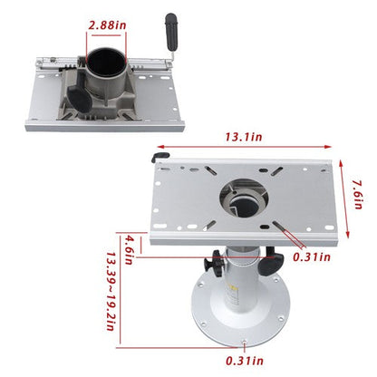 Aluminum Marine Seat Pedestal 13"-19" Adjustable Height Locking With Slide Base